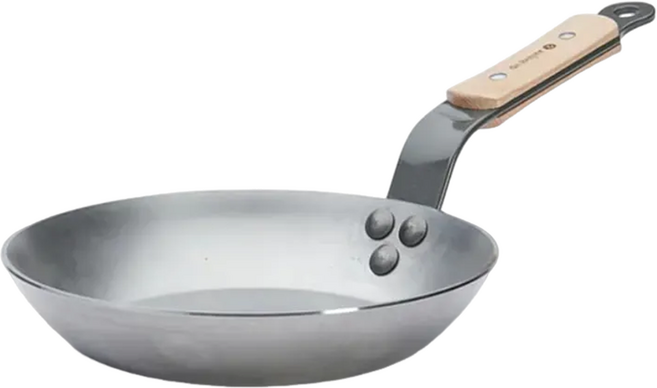 de Buyer 畢耶 原礦木柄蜂蠟系列 傳統單柄平底鐵鍋, 28cm, 1個