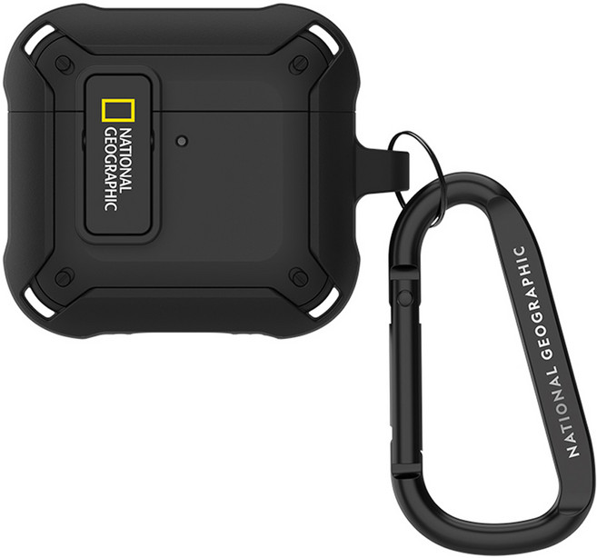 스킨플레이어 내셔널지오그래픽 러기드 범퍼 락 케이스, 에어팟4, 블랙, 1개