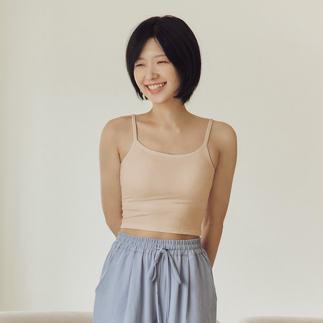 마른파이브 여성용 캡내장 브리즈 모달 크롭 끈 나시