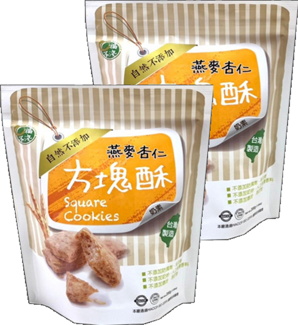 口福不淺 無蛋方塊酥 燕麥杏仁, 200g, 2包