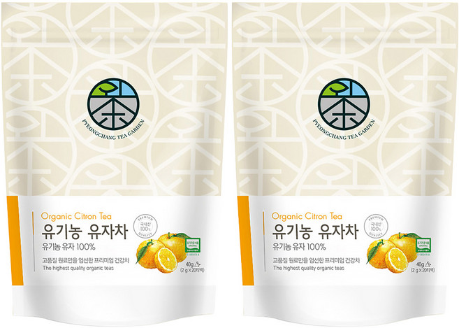 평창다원 유기농 유자차 생분해 티백, 2g, 20개입, 2개