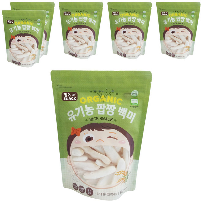 맘스스낵 유기농 팝짱 백미, 백미맛, 30g, 6개