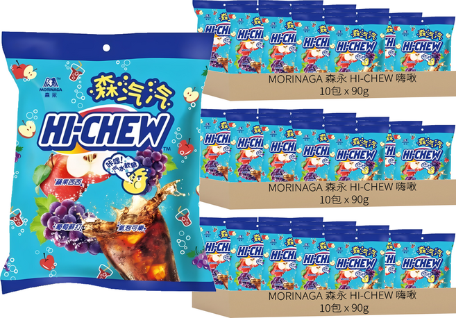 MORINAGA 森永 HI-CHEW 嗨啾 汽水綜合軟糖, 90g, 30包