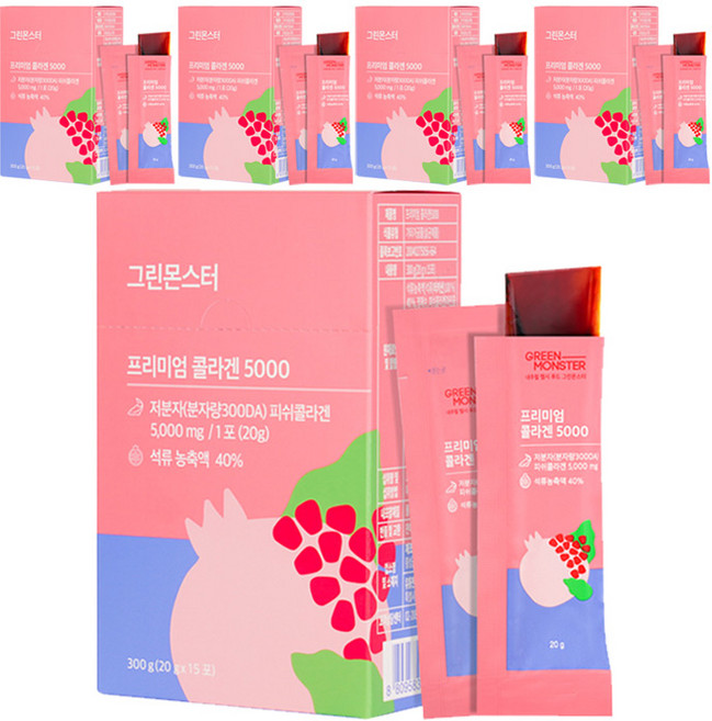 그린몬스터 프리미엄 콜라겐5000, 5개, 300g