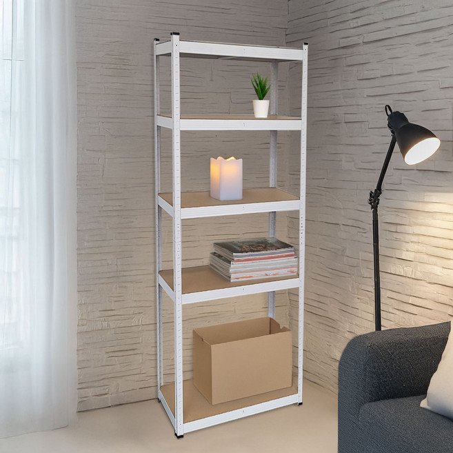 월드크린 무볼트 조립식 철제 선반, 화이트, 5단