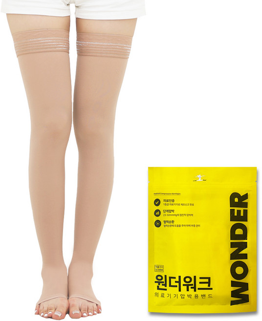 원더워크 의료용 압박스타킹 발트임 베이지, 1개, 허벅지형