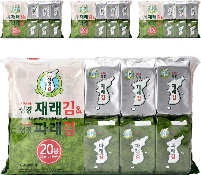 지도표성경 재래식 성경식탁김 4g x 10p + 파래김 4g x 10p, 80g, 4개