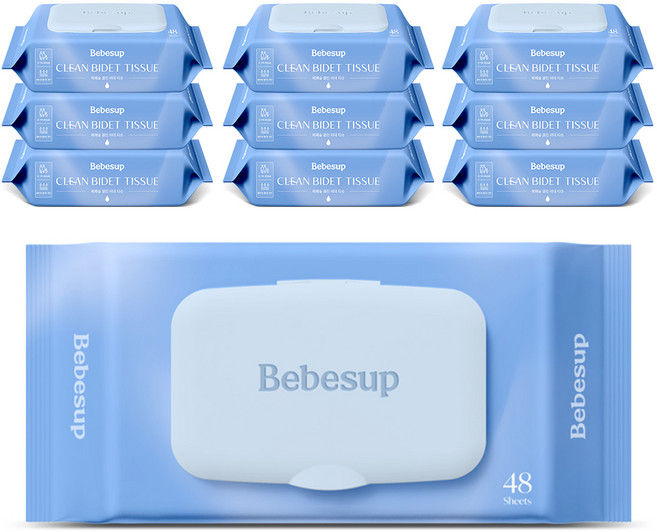 베베숲 클린비데 화장실용 물티슈 캡형, 55g, 48매, 10개