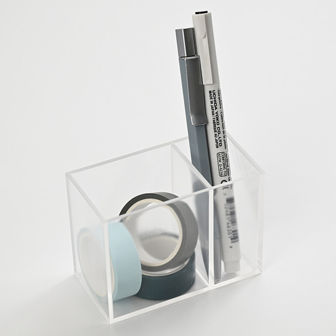 리빙필로 데스크탑 펜 홀더 다기능 문구류 보관함, 투명, 1개