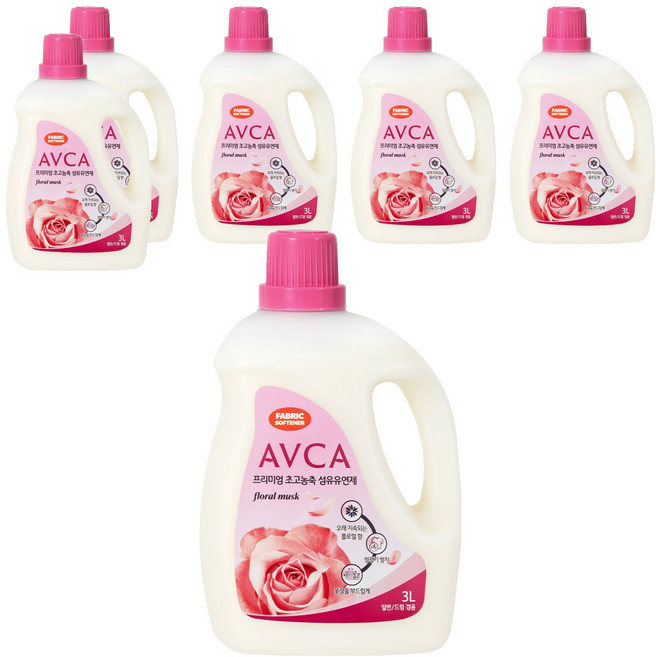 아브카 프리미엄 초고농축 액체 섬유유연제 플로럴 머스크향 본품, 3L, 6개