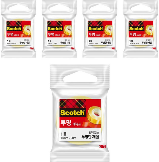 스카치 투명테이프 550 리필 18mm x 20m, 5개