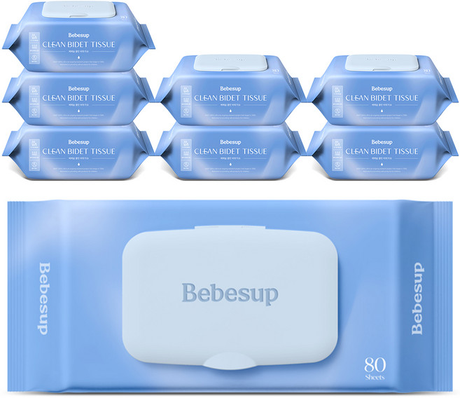 베베숲 클린비데 화장실용 물티슈 캡형, 55g, 80매, 8개