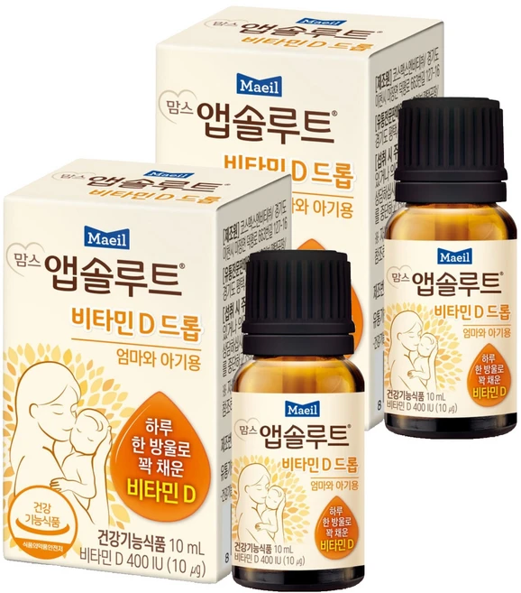 맘스앱솔루트 비타민 D드롭, 10ml, 2개 - 쿠팡