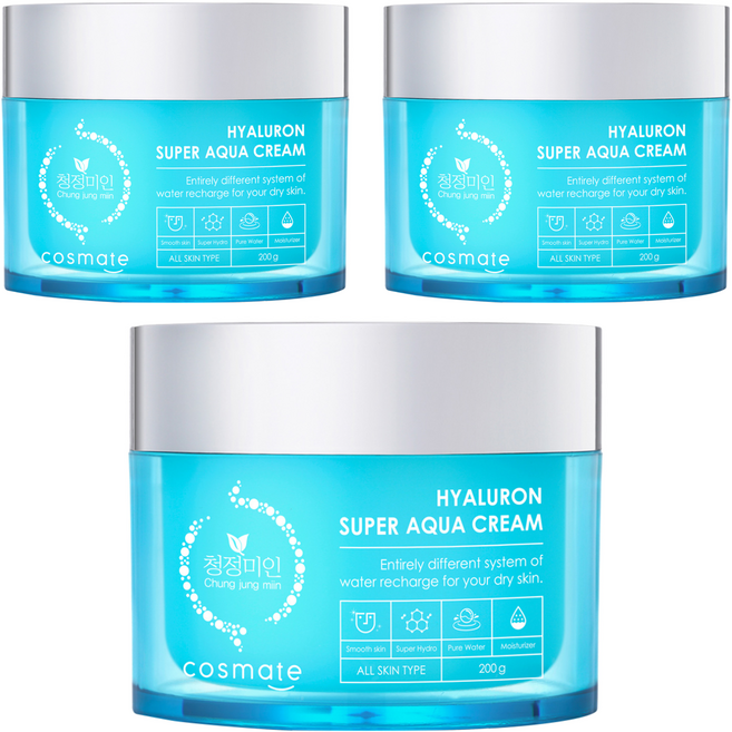 청정미인 히아루론 슈퍼아쿠아 수분크림, 200g, 3개