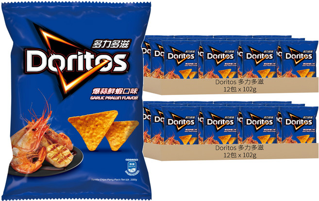 Doritos 多力多滋 爆蒜鮮蝦口味玉米片, 102g, 24包