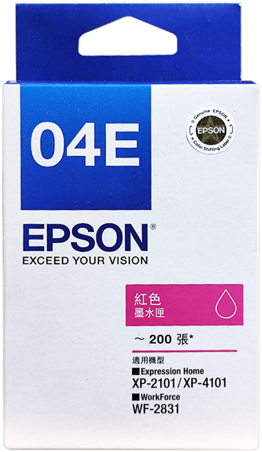 EPSON 正品墨水匣 wf-2831/xp201適用 04E, 紅色, 1個