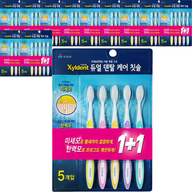 자일덴트 듀얼 덴탈 케어 미세모 칫솔, 5개입, 12개