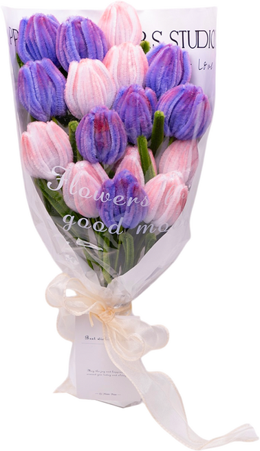 투코비 모루 꽃다발 만들기 DIY키트 세트, 1세트, 03 크림퍼플튤립