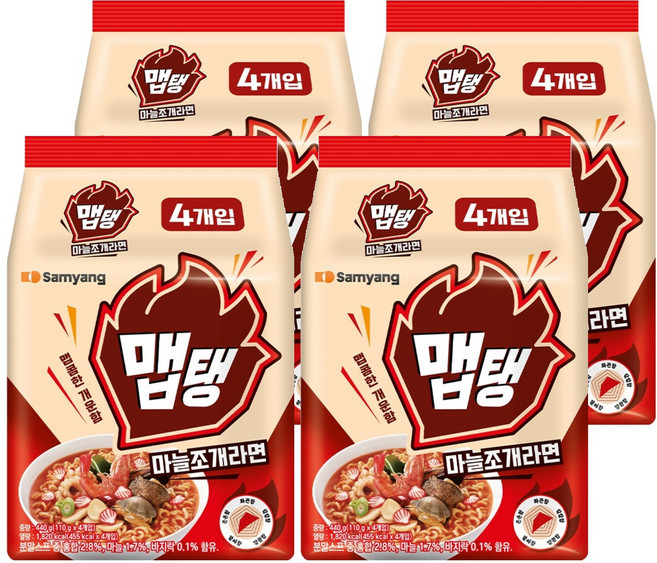 삼양식품 맵탱 마늘조개라면 멀티 110g, 16개