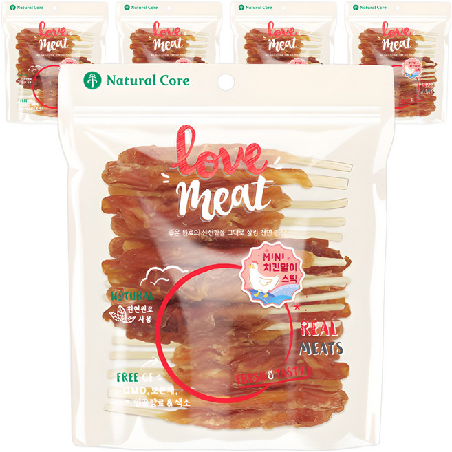 네츄럴코어 강아지 러브미트 미니 스틱 육포, 닭고기, 160g, 5개
