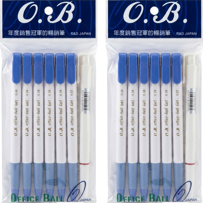 O.B. 歐布德 自動中性筆 附贈品1支 6 + 1支, #238 藍色, 2組