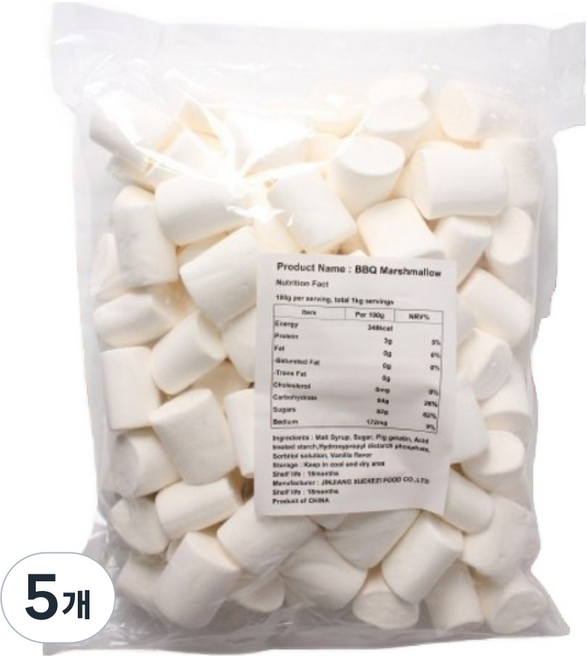 바베큐용 마시멜로, 5개, 1kg