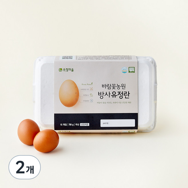 유정마을 바람꽃농원 방사유정란 무항생제, 15구, 2개