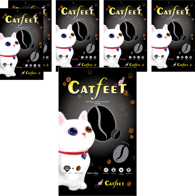 Catfeet 黑鑽活性碳貓砂 10lb, 咖啡, 4.5kg, 6袋