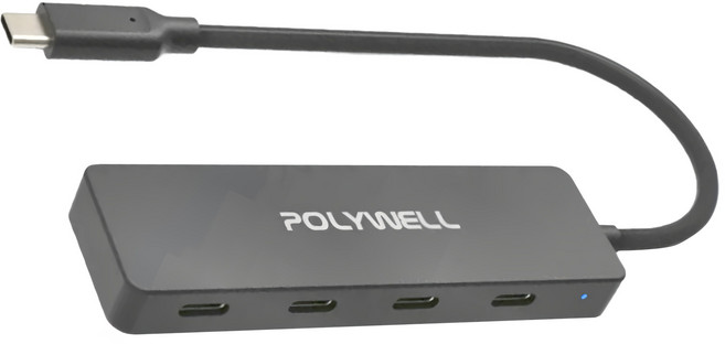 POLYWELL 寶利威爾 USB-C 3.2 Gen2 4合一高速集線器 PW15-T02-A043, 黑色, 1個