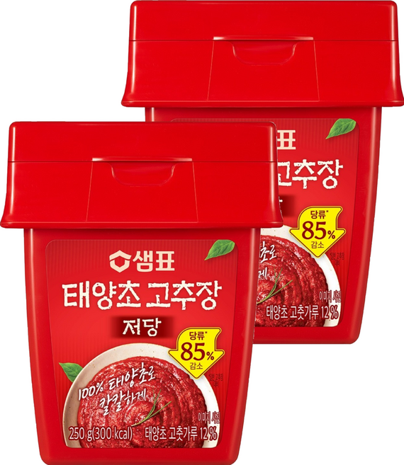 샘표 저당 태양초 고추장, 250g, 2개