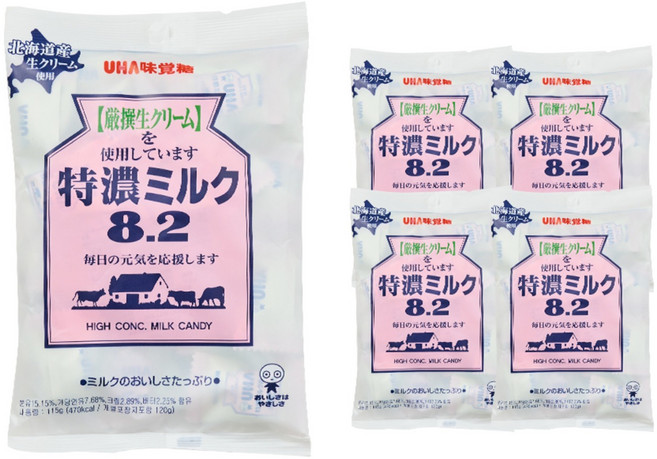유하미카쿠토 토쿠노 밀크 캔디 8.2, 115g, 5개