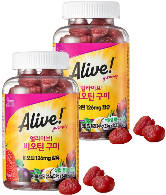 얼라이브 비오틴 구미, 84정, 2개 - 쿠팡