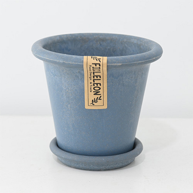 도시정원 모던 인테리어 실린더 화분 + 받침 세트, 스모키블루, 1세트