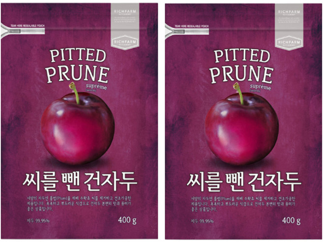 리치팜너트 씨를 뺀 건자두, 400g, 2개