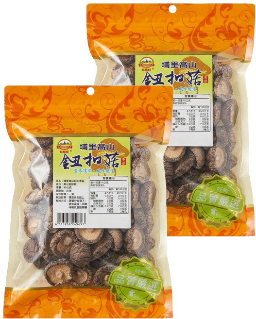 WON LAI WON 旺來旺 埔里高山鈕扣菇, 90g, 2包