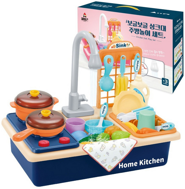 재미존 보글보글 싱크대 주방놀이 세트, 블루, 1세트