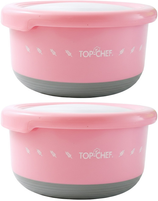 TOP-CHEF 頂尖廚師 不鏽鋼保鮮碗 顏色隨機, 1個容器 + 1個蓋子, 2組