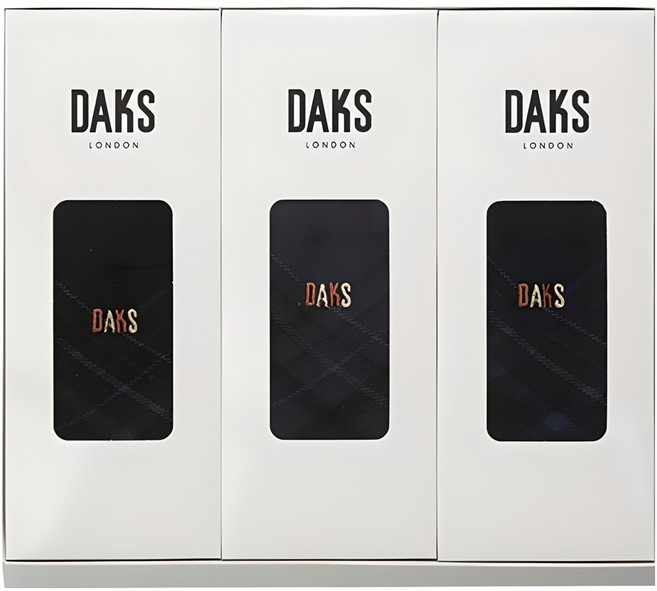 닥스 남성용 신사 중목 체크 3족 양말 선물세트 + 쇼핑백