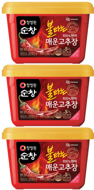 청정원순창 불타는 매운고추장, 450g, 3개