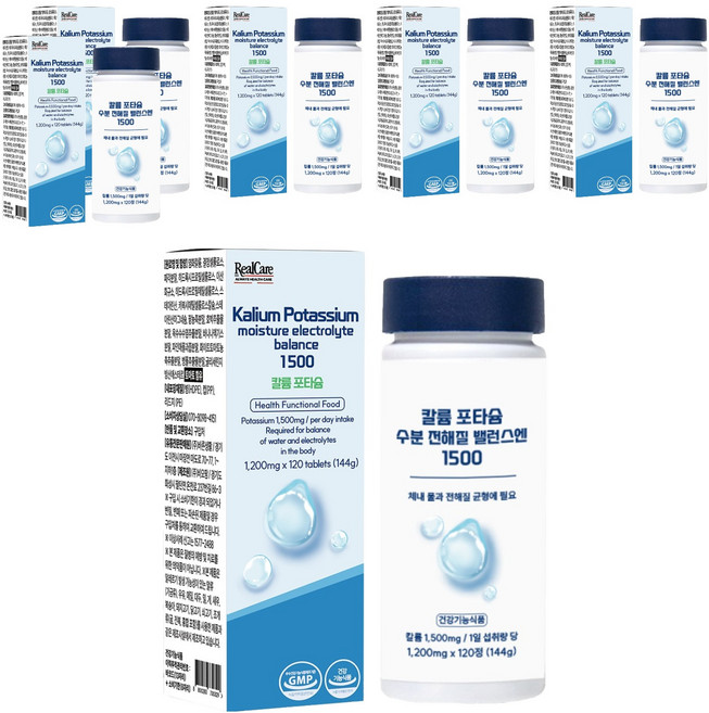 리얼케어 칼륨 포타슘 수분 전해질 밸런스엔 1500 144g, 6개, 120정