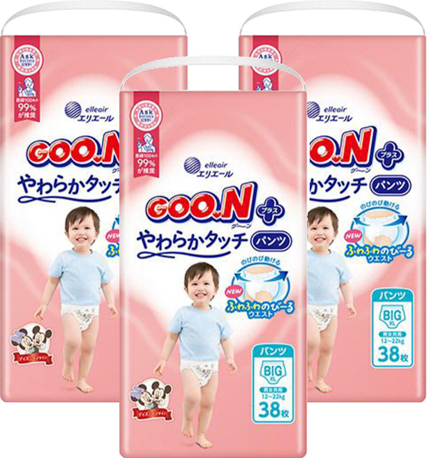 GOO.N 大王 肌快適褲型紙尿褲 12~22kg, XL, 114片