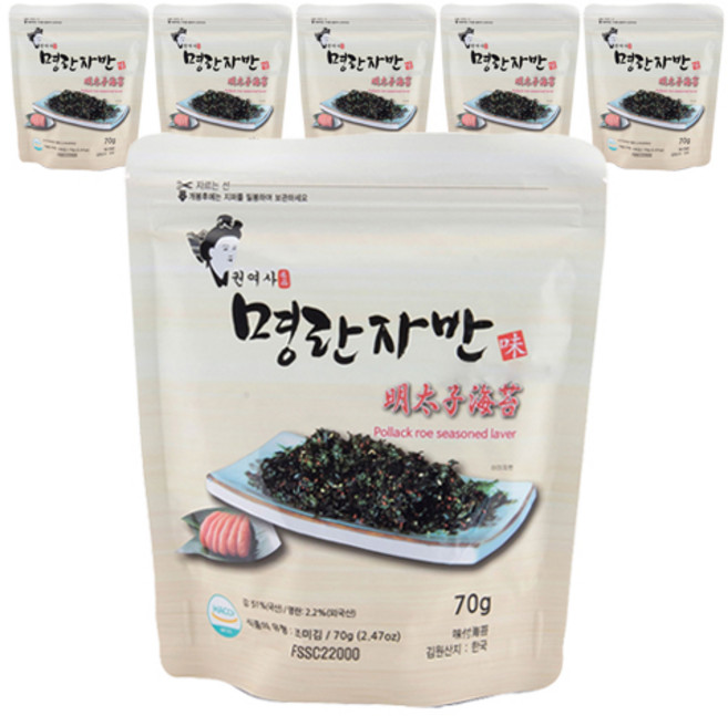 권여사 명란자반, 70g, 6개