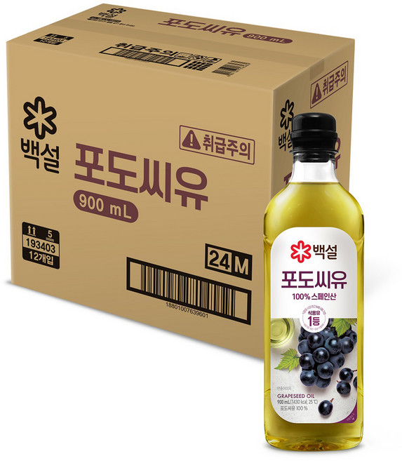 백설 포도씨유, 900ml, 12개