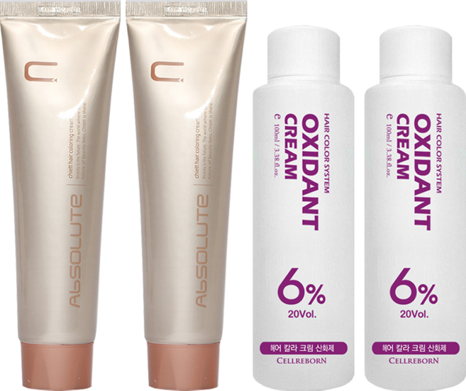 에비뉴쉬에뜨 앱솔루트 컬러링 크림 염색제 120g + 산화제 100ml, 밀크브라운, 2개