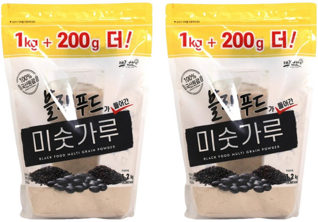 태광선식 블랙푸드가 들어간 미숫가루, 2개, 1.2kg