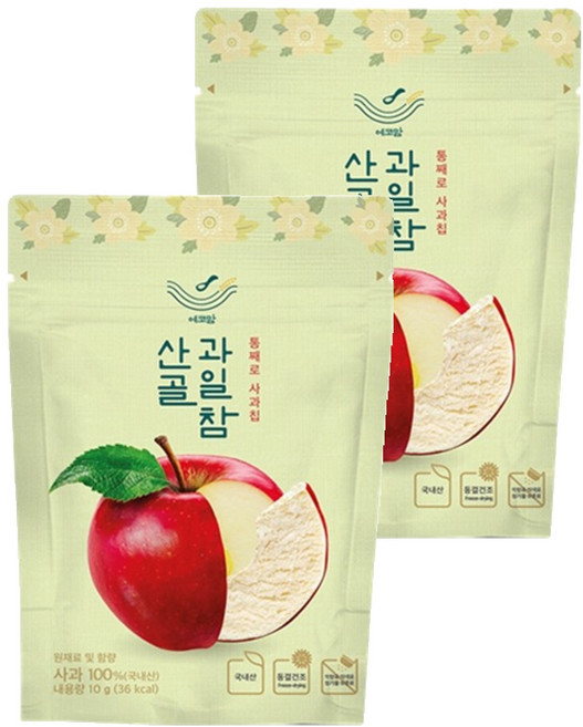 에코맘의산골이유식 산골 과일참 통째로 사과칩, 10g, 2개
