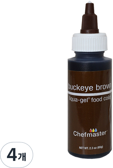 셰프마스터 리쿠아젤 식용색소 버크아이브라운, 65g, 4개