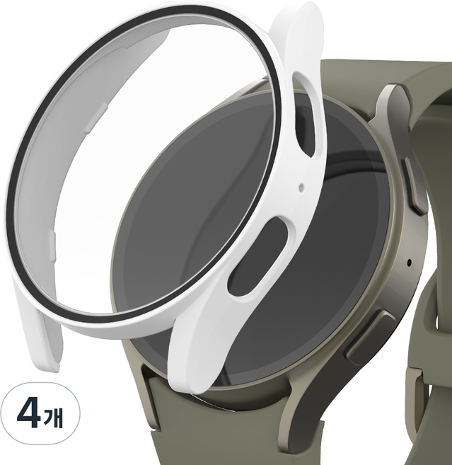 신지모루 풀커버 일체형 SF코팅 강화유리 액정보호 케이스, 화이트, 4개