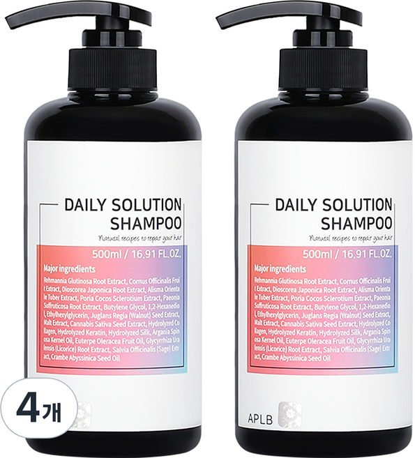 APLB 데일리 솔루션 샴푸, 500ml, 4개