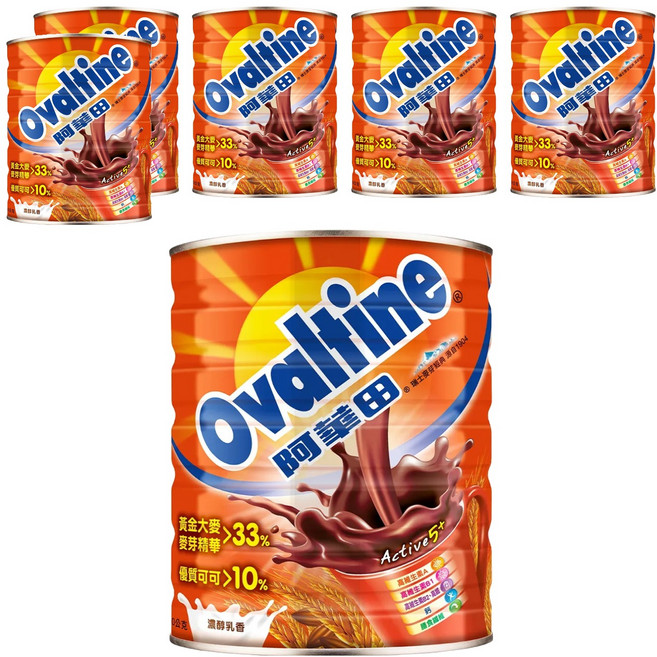 Ovaltine 阿華田 營養巧克力麥芽飲品, 800g, 1入, 6罐